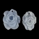 F04717#  1 pair Hand Carved Peony Flower  Angelite Pendant Bead Gemstone