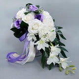 Purple Bridal Bridesmaids Bouquet,Aritifical real touch Silk wedding Flower,Flower Toss Holding bouquet,destination Bouquet,Boho bouquet