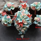 Aqua Beach Wedding Bouquets, Real Touch Flowers, Plumerias, Roses, Calla Lilies, Tiger Lilies, Bridal Bouquets