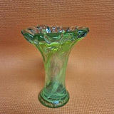 Vintage Handblown Bright Yellow, Green Swung  Glass Flower Vase Wave Swirl Hand Blown Vase