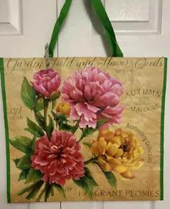 NEW Gardening Peonies~Floral???Shopping Bag Reusable Tote EcoFriendly TJ MAXX