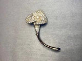 Napier Gold Plated Rhinestone w/ Center Faux Pearl Calla Lily Brooch Jewelry