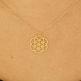 Seed Of Life Pendant , 14k Solid Gold Flower Of Life Necklace , Maternity Necklace ,Mandala Necklace ,Gold Life Coach Necklace ,Yoga Charm