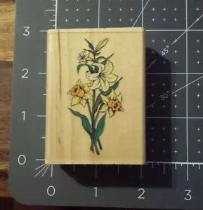 Stamp City Lily And Buttercup Flower Wooden Rubber Stamp