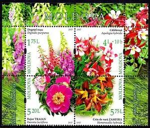Moldova 2017 Flowers Botanical Garden Foxglove Columbine Peony Lily Plants MNH