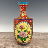 10.6" China Porcelain song dynasty ding kiln colour enamels peony flower Vase