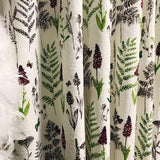 Burgundy Floral Green Plants Pattern Washed Linen Cotton Curtain Ivory Background Drapery Panel 53 Width Various Lengths Custom Drapes