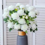 NEW LISTING3 Heads Rose European Silk Artificial Peony Flower For Home Wedding Wall DecBQU