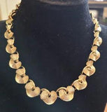 Vintage Lisner Gold Tone Textured Lily Pads Panel Choker Adjustable up to 16"