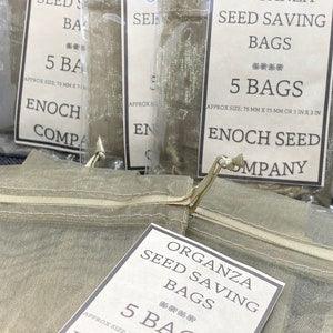 Organza Seed Saving Bags [WILLOW], 3" Square, Pack of 5 [Herb drying, seed drying, flower drying, gifting bags, accent bags, storage bags]