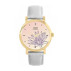 Toff London TLWS-17571 Ladies Purple Water Lilies Flower Watch