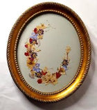 Vintage Gold Oval Framed Dried Flower Arrangement  11 1/2" X 9 1/2"