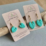 Philodendron leaf earrings | green earrings | earrings for woman | dangly earrings | polymer clay earrings | plant earrings