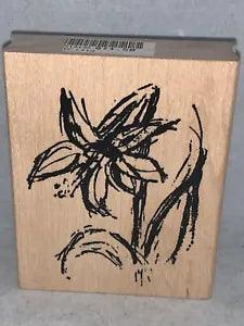 Art Impressions Wood Backed Rubber Stamp, Lily Sketch, Drawing, P-2000