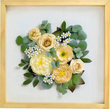 MIACROCUS Sunlight to Winter 3D Paper Flowers w/ Natural Wood Frame