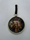 Vintage Wall Art Dried Flowers Round Frame Dome Glass Velvet Hanger Boho 6"