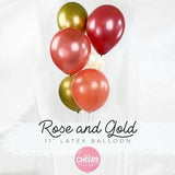 Coral, Rose, Red, Gold Blush Balloon Latex Bouquet - 11", Valentines, Love, Engagement, Photoshoot