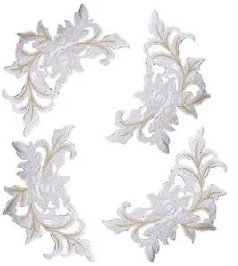 Embroidered Peony Flowers Shape Patch For Clothes Set Of 4