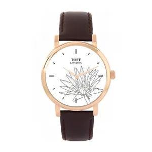 Toff London TLWS-17636 Ladies Grey Water Lilies Flower Watch