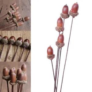 5X Natural Dried Flower Acorns Fruits Branch Ornament Table Festival Party Decor