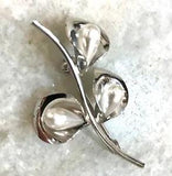 VTG Dainty Beau Flower Sterling Silver Brooch Pin Pearl Calla Lily Floral 1.5"