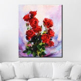 Red Roses Bouquet Canvas Art, Rose Wall Decor Print, Flower Decor Art, Floral Roll Canvas, Framed Wall Art, Hand Made Canvas Print,
