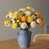 Fake Ranunculus, Silk Ranunculus, Peach Ranunculus, Orange Yellow Ranunculus, Artificial Ranunculus, Faux Ranunculus, Artificial flowers