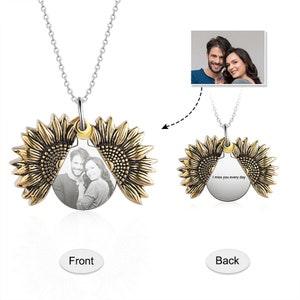 You Are My Sunshine Sunflower Custom Photo Necklace for Mom Personalized Engraved name Locket Memorial Pendant Christmas Gifts for Mother