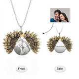 You Are My Sunshine Sunflower Custom Photo Necklace for Mom Personalized Engraved name Locket Memorial Pendant Christmas Gifts for Mother