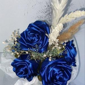 Beautiful Navy Blue Handmade Flower Bouquet, Dark Blue Roses, Assorted Dried Flowers, Elegant Gift Ideas, Forever-lasting Roses, Bridal Gift