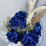 Beautiful Navy Blue Handmade Flower Bouquet, Dark Blue Roses, Assorted Dried Flowers, Elegant Gift Ideas, Forever-lasting Roses, Bridal Gift