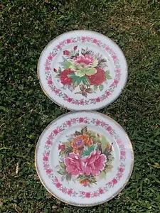 Vintage VICTORIAN ROSE PEONY FLORAL Flower Deco Plate Charger UNIQUE SET??sj8j10