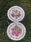 Vintage VICTORIAN ROSE PEONY FLORAL Flower Deco Plate Charger UNIQUE SET??sj8j10