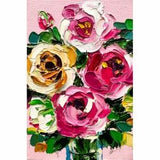 Unique Bloom Peonies Oil Painting Original Peony Bouquet Palette Knife Art Mini Floral Wall Decor Impasto Peonies Painting Flowers Wall Art