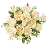 Peonies Artificial Flowers, Silk Flowers for Home Decor Indoor 2 Champagne