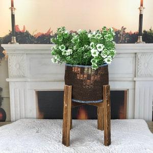 orchid basket, flower pot case, vintage plant holder, round organizer, kids room storage, rustic decor basket, wool woven basket, PH 2163