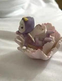 Napco January Pixie Fairy figurine in Pink Carnation Flower C6948