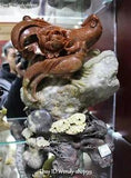 13" Natural Shoushan Stone Peony Flower Phoenix Phenix Fenghunag Bird Sculpture