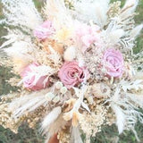 Pampas bouquet with Pink Rose and Hydrangeas / Natural muted earthy - soft pink tones / White Forever Bridal and Bridesmaid Bouquet