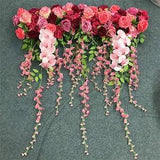 Wedding Arch Backdrop Wall Hanging Floral Artificial Flower Row Orchid Plants Vine Wisteria DIY Wedding Arch Decor