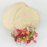 Natural Dried Flower Woven Palm Leaf DIY Hand Fan Boho Rustic Party Home Decor