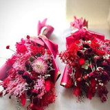 Flowers Bunches, Dried Flower Bouquet, Red and Pink Dry Everlasting Floral Arrangement, Centerpiece, Home and Living, Office Desk Decor,