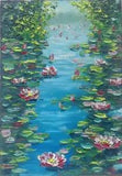 Water lilies original oil painting landscape style Claude Monet. No frame. 8"x6"