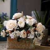 Silk small rose peony bouquet/silk rose bouquet/silk peony bouquet/silk hydrangeas bouquet/eucalyptus bouquet best for home deco and wedding