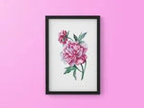 Watercolor Purple Peony Flower A4 Poster Print Decor Gift Wall Art