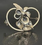 JEWELART 925 STERLING SILVER BOW AND CALLA LILY BROOCH