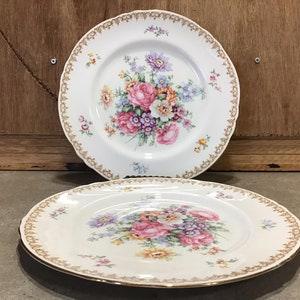 2 Vintage Dinner Plates England's Bouquet by CROWN STAFFORDSHIRE