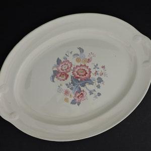 Vintage Rose Bouquet Platter | Pink & Blue Floral Serving Plate | Kitchen Ceramic Decor | Set Prop | GreenTreeBoutique
