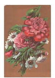 1914 Carnation Flower Bouquet w/ Gold Shiny Background Antique Postcard