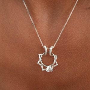 Sunflower Ring Holder Necklace, Wedding Ring Keeper Pendant, Engagement Wedding Ring Holder Necklace, Sterling Silver Ring Keeper,Nurse gift
